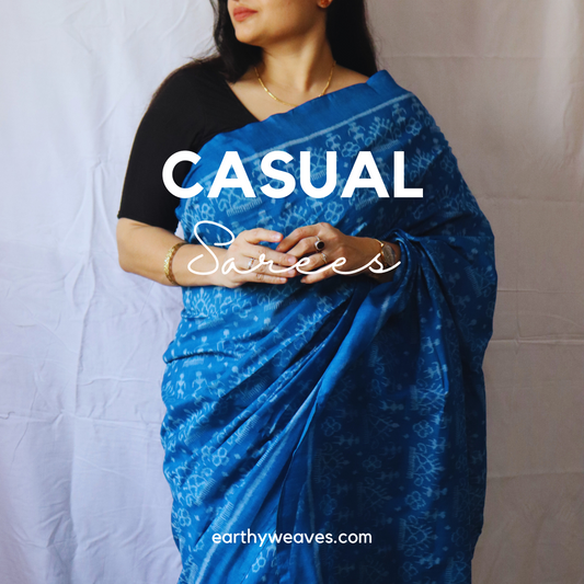 Blue Sambalpuri Cotton Saree - Earthyweaves