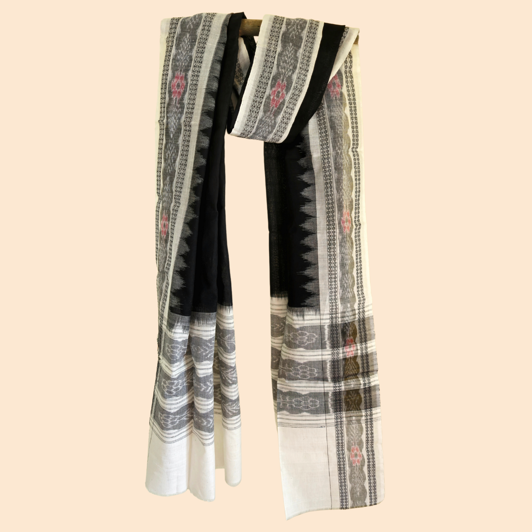 Black Sambalpuri Dupatta - Earthyweaves