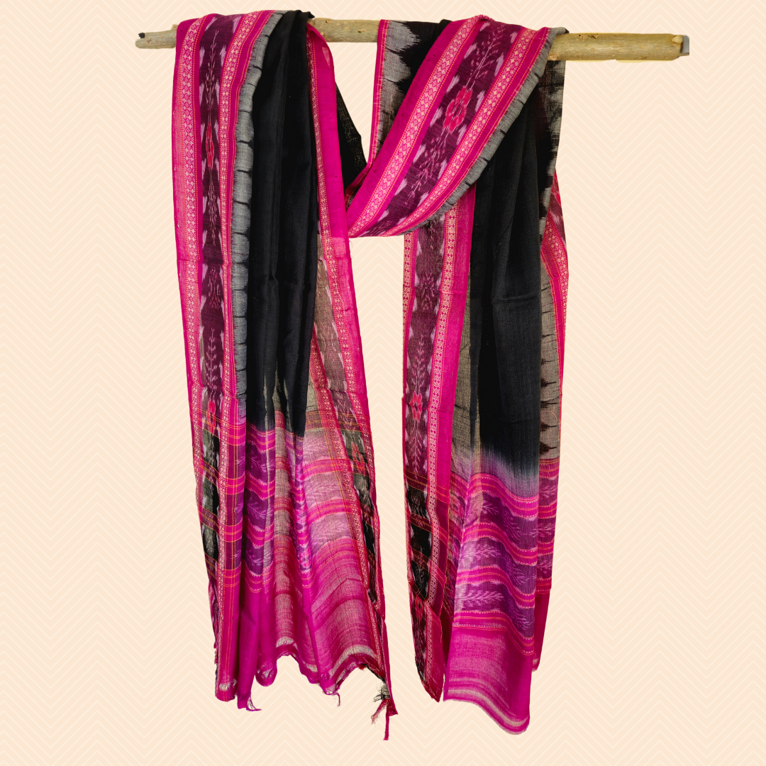 Black Sambalpuri Dupatta - Earthyweaves