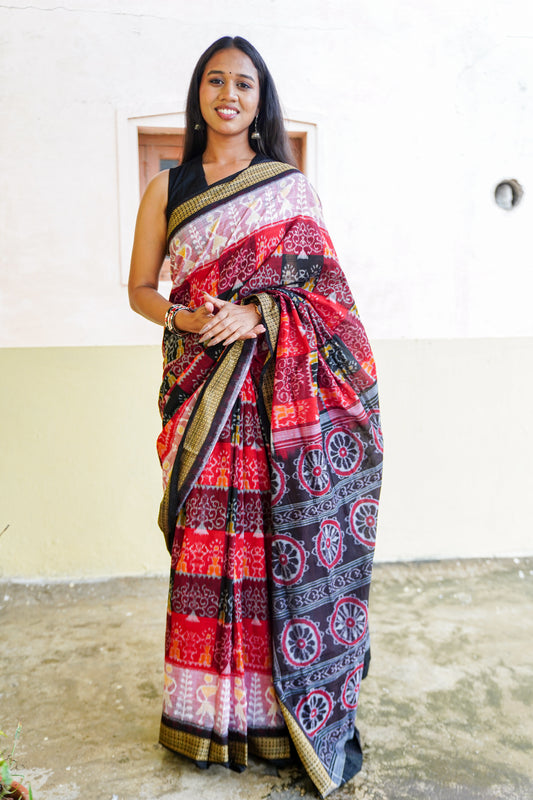 "Rangashree" Sambalpuri Cotton Saree - Earthyweaves