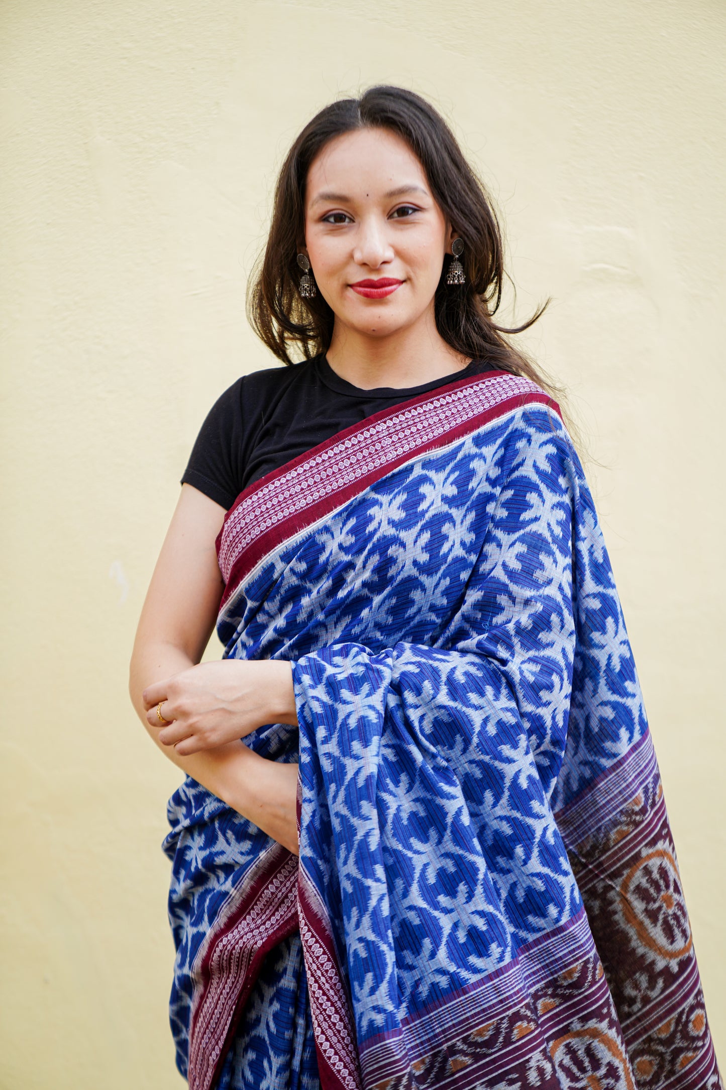 "Nilambari" Sambalpuri Cotton Saree - Earthyweaves