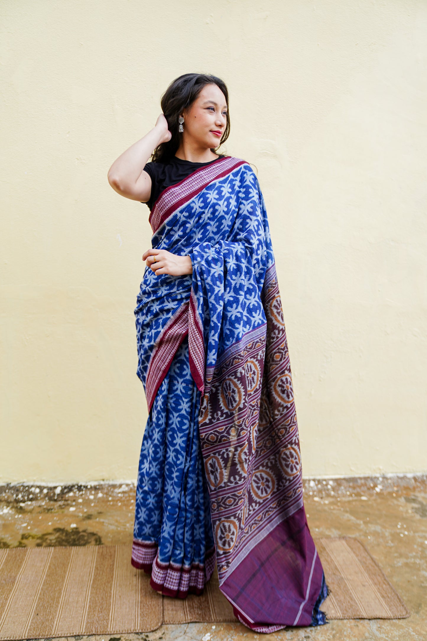"Nilambari" Sambalpuri Cotton Saree - Earthyweaves