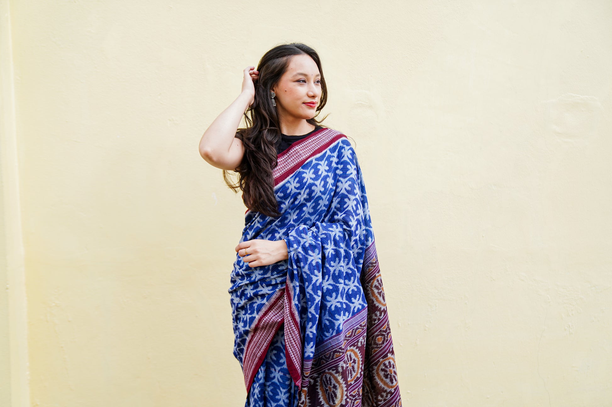 "Nilambari" Sambalpuri Cotton Saree - Earthyweaves