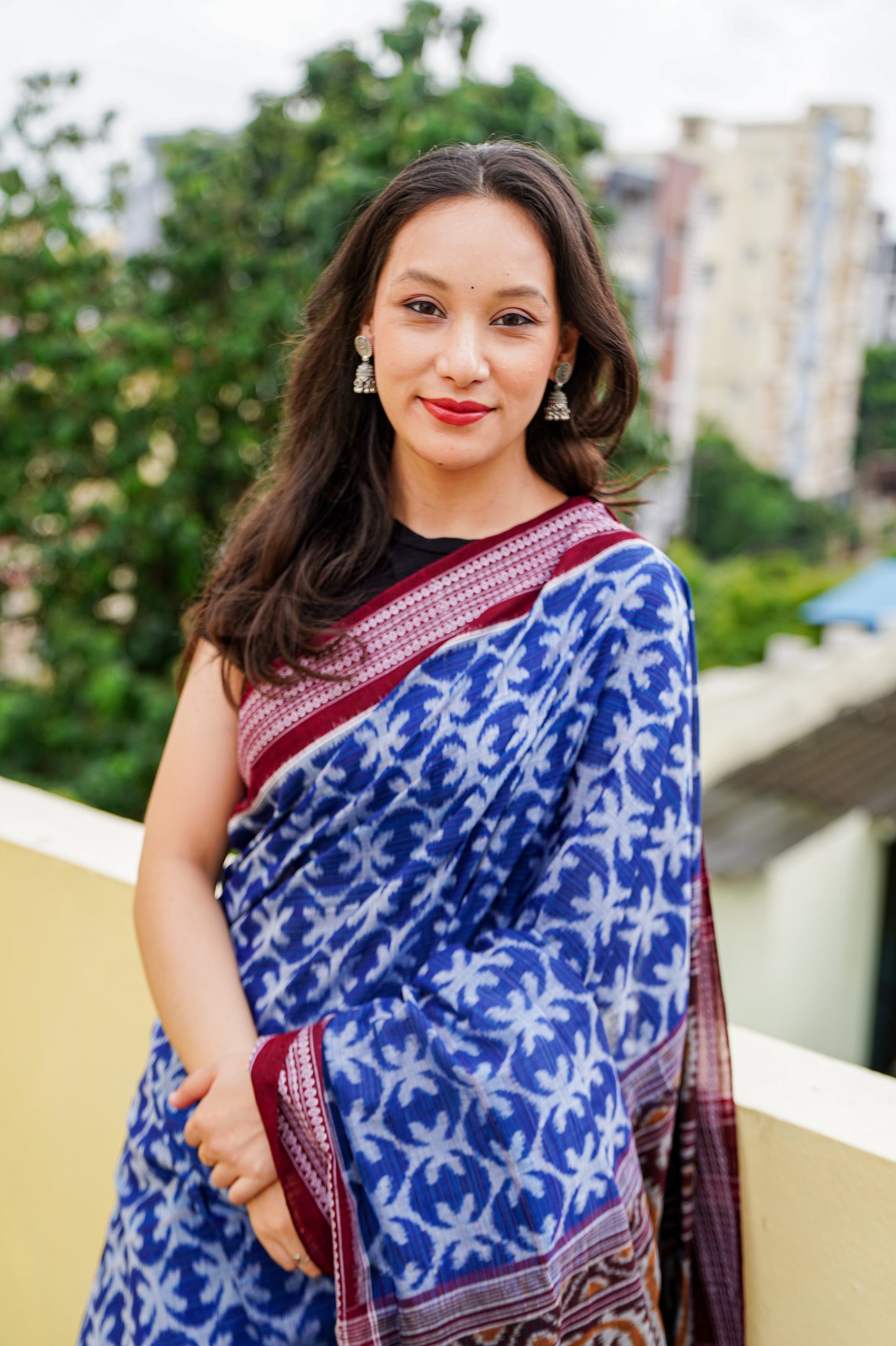 "Nilambari" Sambalpuri Cotton Saree - Earthyweaves